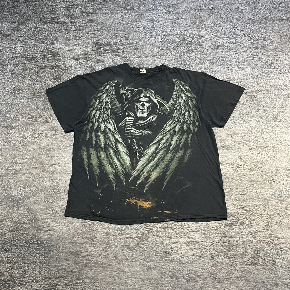 Vintage Y2K Skull Grim Reaper T Shirt Cyber Grunge Goth Jesse Pinkman Black XL